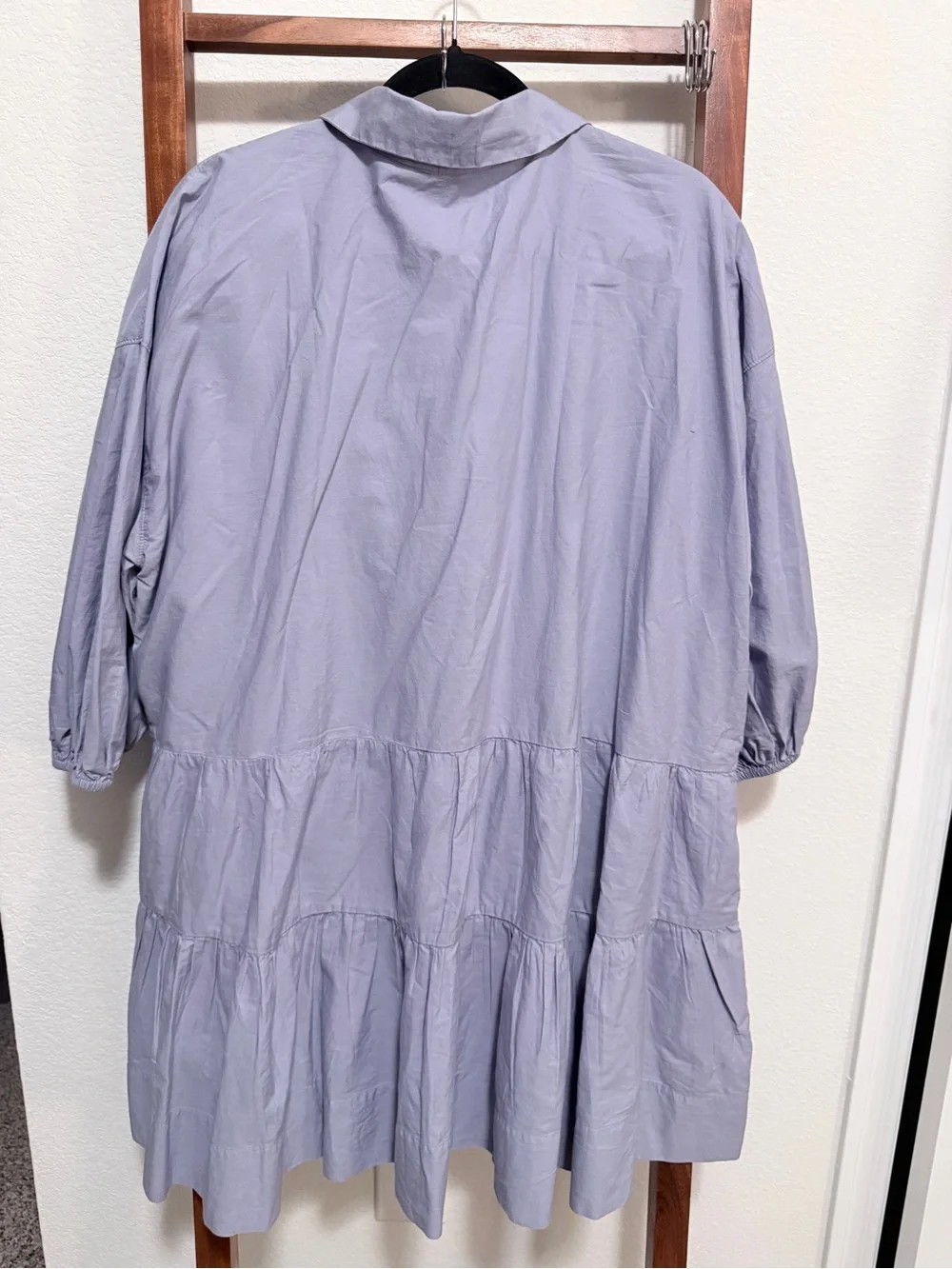 Free People Lavender Button-Front Tiered Mini Dress Size Large NWT